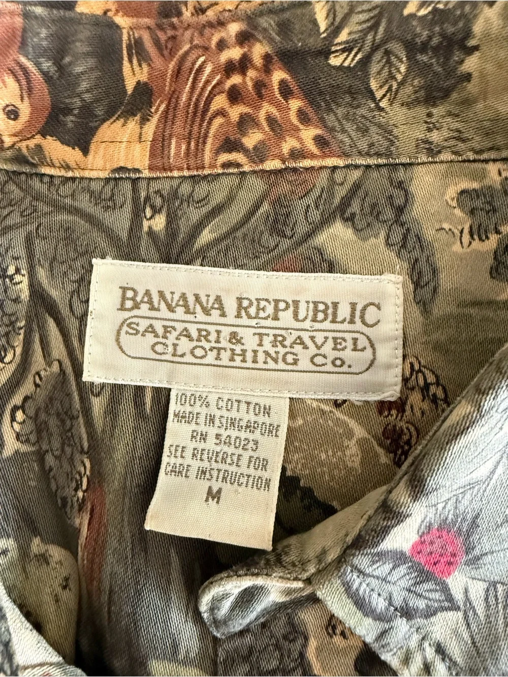 Vintage 90s BANANA REPUBLIC SAFARI quail pheasant Hunting Button Up Mens Shirt M